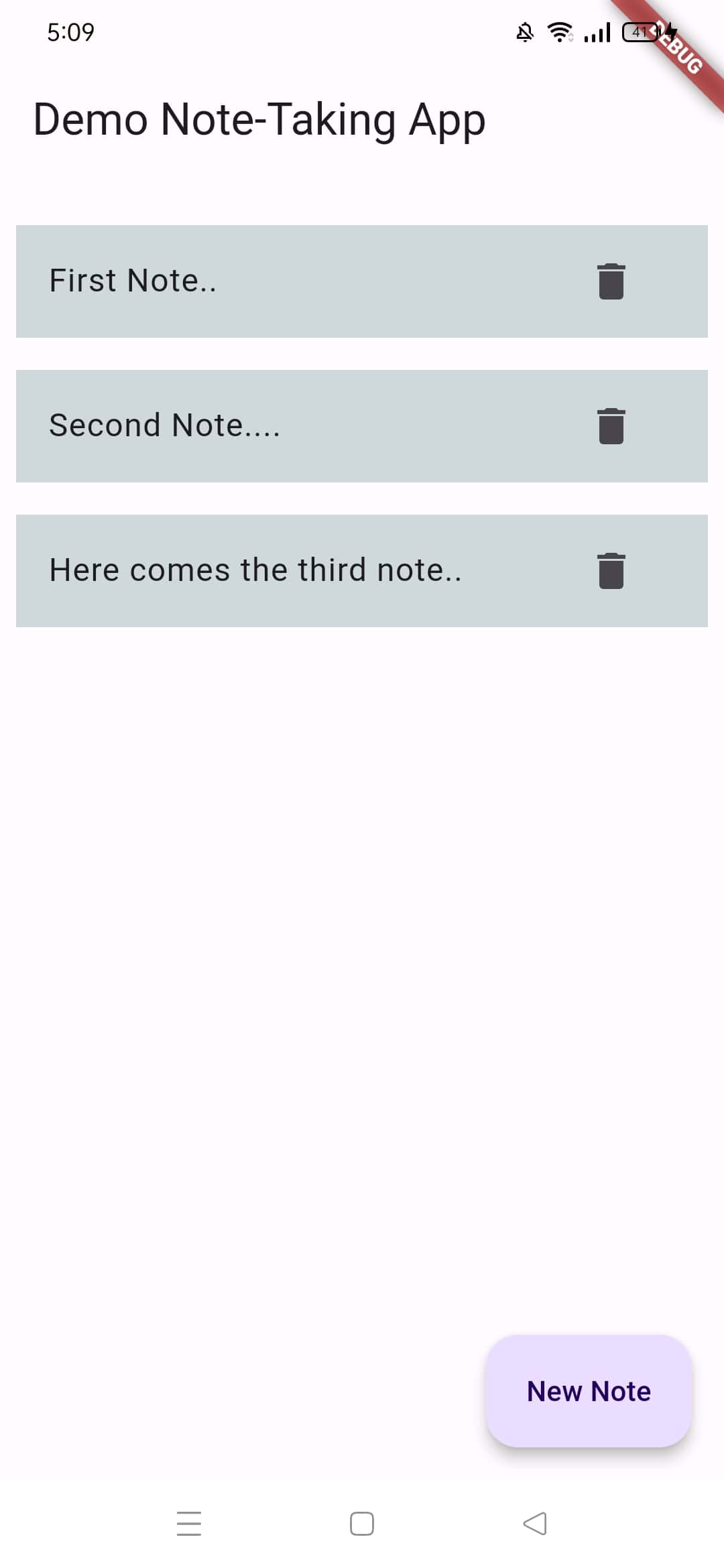 DemoNoteTakingApp Completed ScreenShot